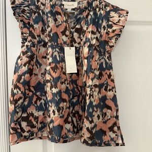 Cleobella Blue and Pink Abstract Blouse